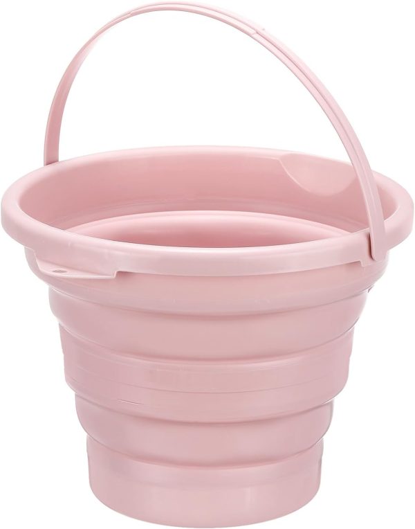 Collapsible Bucket 10L/2.6Gallon, Small Foldable Bucket Portable Plastic Round Tub for House Cleaning Car Washing Camping Fishing, Light Pink