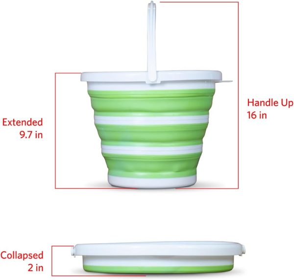 Collapsible Bucket 2.6 Gallon - Multipurpose Foldable Pail for Cleaning, Car Wash, Outdoor, and Camping - Portable Round Plastic Tub with Handle - Image 2