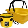 2 Pack Camping Collapsible Bucket with 3 Gal/12L, Foldable Wash Basin for Washing Dishes Yellow