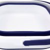 9.5L (2.5 Gallon) Collapsible Rectangular Handy Basket/Bucket (White/Navy Blue) - Image 2