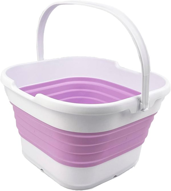 9.5L (2.5 Gallon) Collapsible Rectangular Handy Bucket (White/Pale Purple)