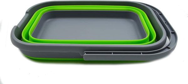 12L (3.1 Gallon) Collapsible Rectangular Handy Bucket (1, Dark Grey/Green) - Image 2