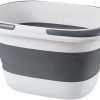 Large Collapsible Mop Bucket 4.2 Gallon(16L) with Handle for House Cleaning, Space Saving Outdoor Multiuse Foldable Water Pail for Camping, Fishing, RV(1, Grey)