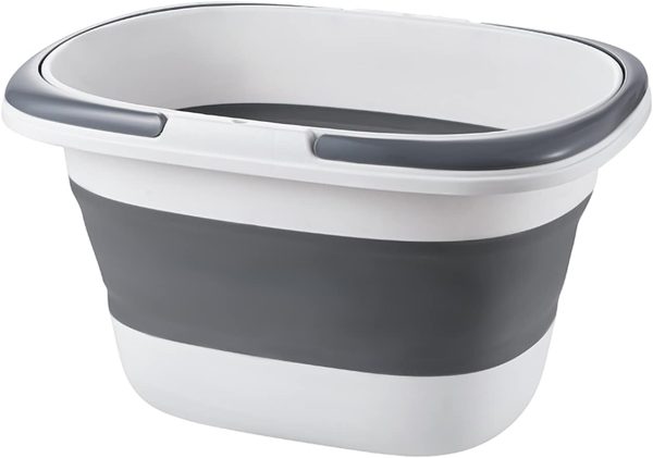 Large Collapsible Mop Bucket 4.2 Gallon(16L) with Handle for House Cleaning, Space Saving Outdoor Multiuse Foldable Water Pail for Camping, Fishing, RV(1, Grey)