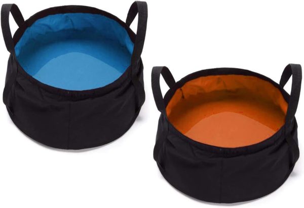 2-Pack Collapsible Bucket with Handle 2 Gallon Portable Camping Wash Basin Folding Water Container for Fishing Beach