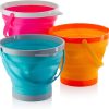 Large Foldable Pail Bucket Set of 3 Collapsible Buckets Multi-Purpose for Beach, Camping Gear Water and Food Jug, Dog Bowls, Cats, Dogs and Puppys, Camping and Fishing Tub (1.5 Gallons / 5 Liters)
