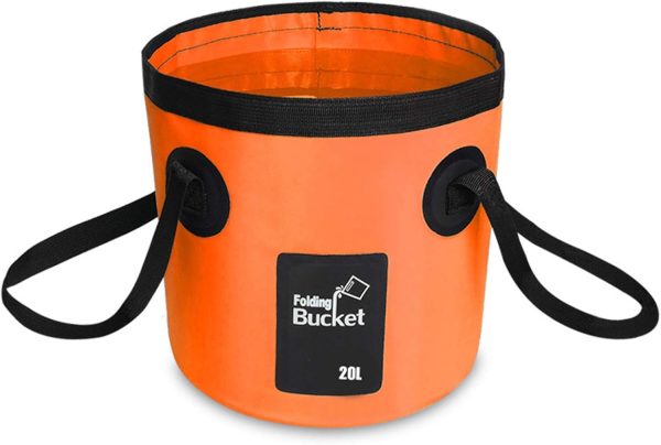 Collapsible Bucket Water Container Portable Folding Camp Wash Basin for Outdoor Traveling Hiking Fishing Car Washing Gardening Camping (Orange, 20L)