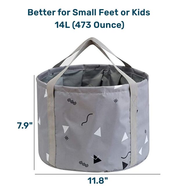 14L Collapsible Feet Bath Basin Soaking Bag for Kids, Portable Foot Spa Soak Tub Foldable Water Bucket for Travel Camping, Grey