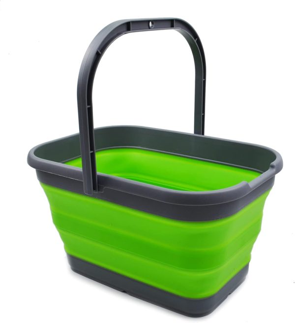 12L (3.1 Gallon) Collapsible Rectangular Handy Bucket (1, Dark Grey/Green)