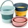 3 Pack Collapsible Plastic Bucket, 2.6 Gallon/10L Foldable Round Tub with Handle, Folding Portable Fishing Water Pail, Space Saving Outdoor Waterpot for Garden Camping Car Mop Cleaning Beach