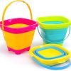 3Packs Foldable Pail Bucket, 2L Silicone Collapsible Beach Toys Bucket for Kids, Multi Purpose for Fun Summer Activities, Camping Gear, Beach Essentials