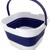 9.5L (2.5 Gallon) Collapsible Rectangular Handy Basket/Bucket (White/Navy Blue)