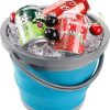 2 Pack Collapsible Plastic Bucket with Locking Lid, 5L / 1.32 Gallon Foldable Round Tub Portable Fishing Water Pail for Hiking, Backpacking, Camping and Outdoor Survival (Blue, Gray) - Image 2