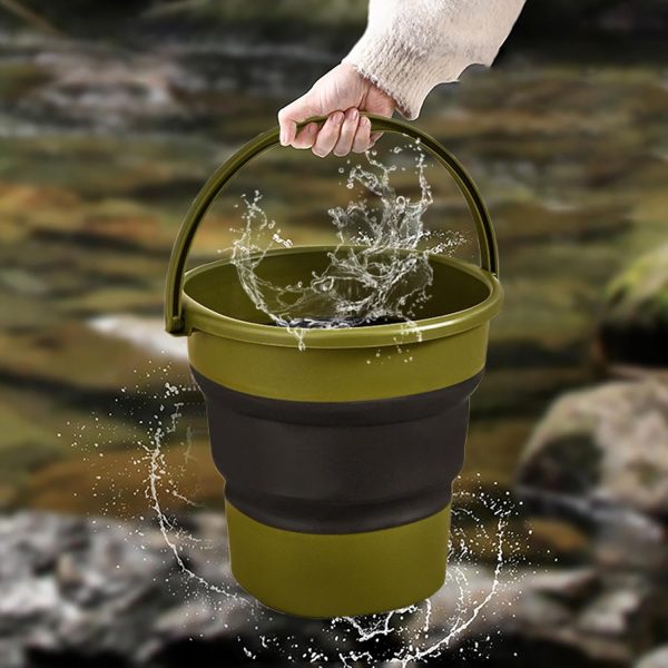 Bucket for Camping - 9l Portable Fishing Bucket | Pp+PTR Space Saving Fishing Water Bucket | Lightweight Bucket with Handle | Multi-Functional Folding Camping Bucket for Hiking Fishing - Image 2