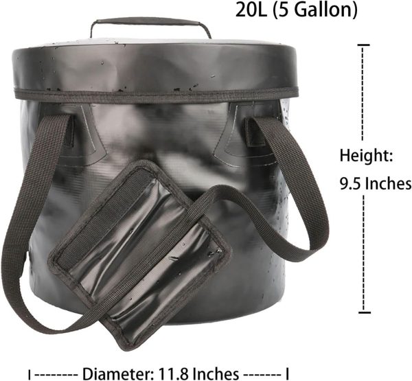 Collapsible Camping Bucket with Lid 5 Gallon for Traveling Fishing Gardening - Image 2