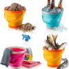 Large Foldable Pail Bucket Set of 3 Collapsible Buckets Multi-Purpose for Beach, Camping Gear Water and Food Jug, Dog Bowls, Cats, Dogs and Puppys, Camping and Fishing Tub (1.5 Gallons / 5 Liters) - Image 2